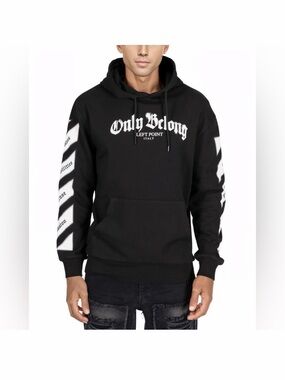 LEFT POINT Only Belong  Italy Black Graphic Hoodie Men’s M 100% Cotton